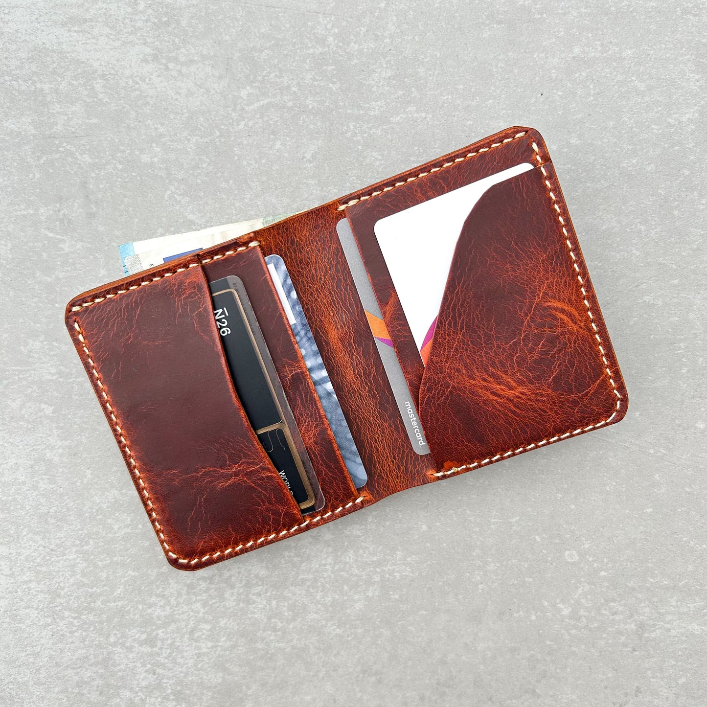 Vertikale Bifold-Geldbörse – Olivgrün